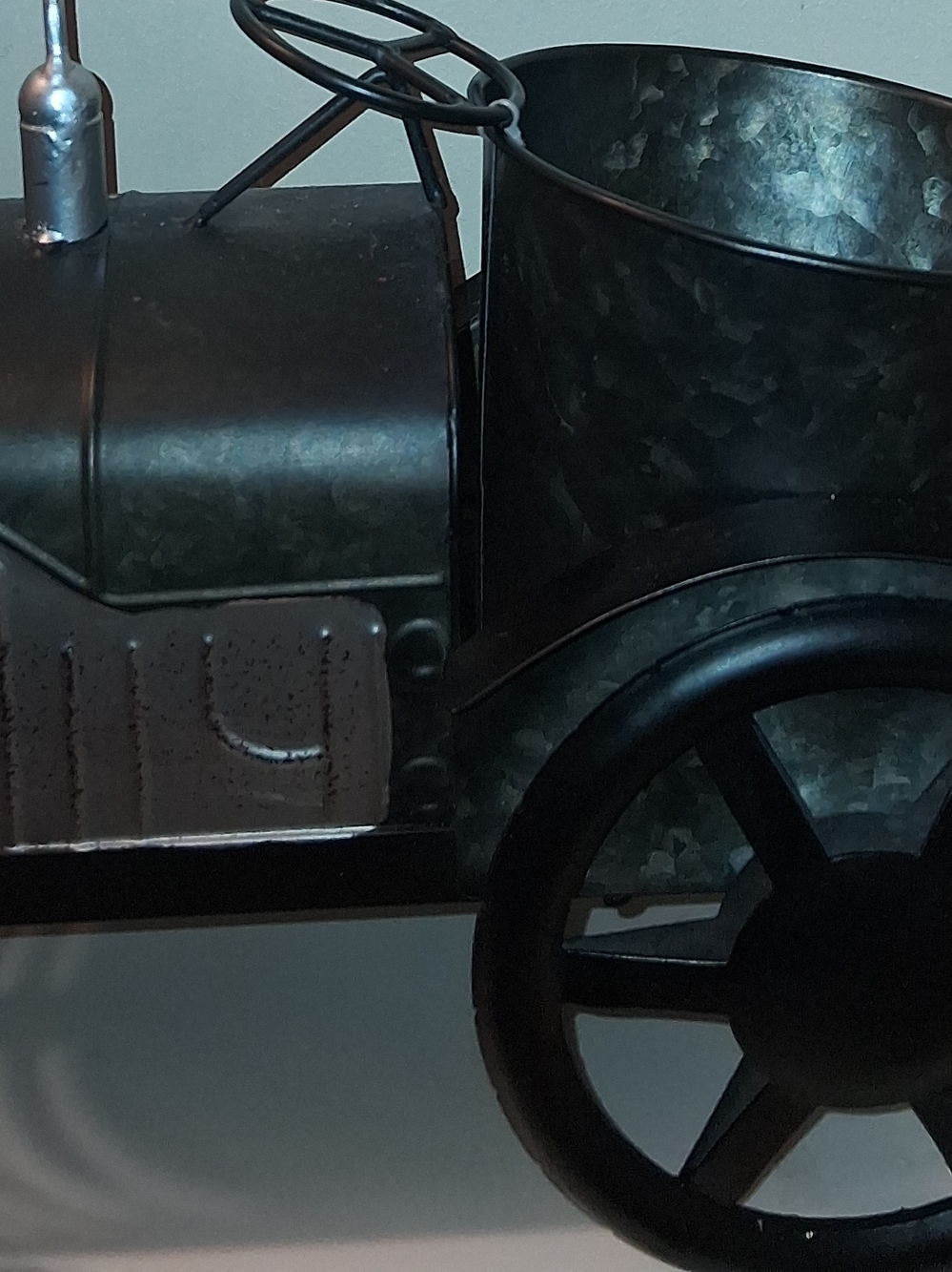 Vintage Black Metal Truck Planter - Rustic Home